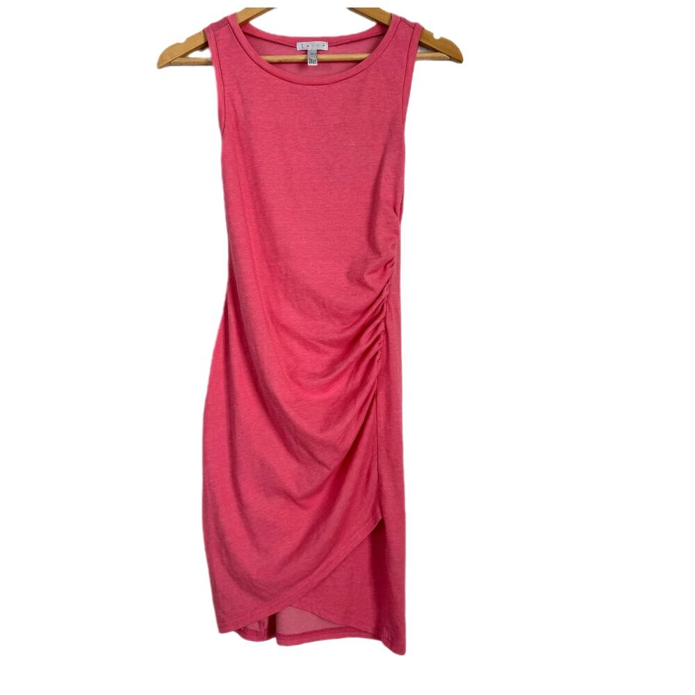 Leith Pink Sleeveless Ruched A-Line Jersey Midi Dress Women's Size XS